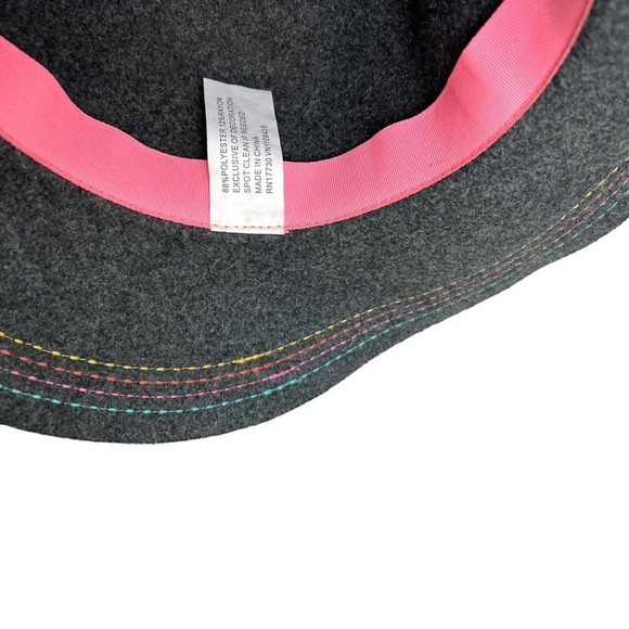 Gray Felt Floppy Hat Women Stitched Multi Color Wide Brim Size OSFM - Picture 6 of 6